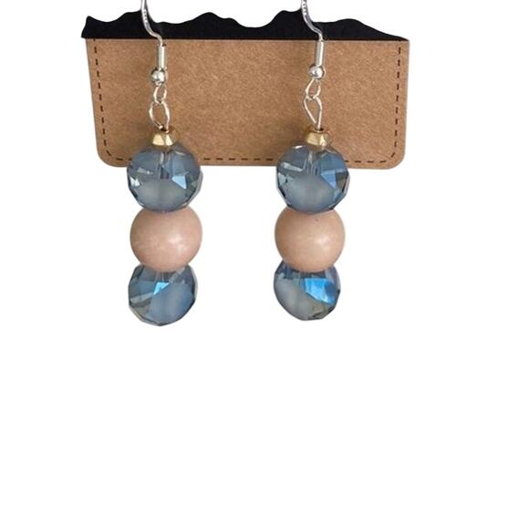 pink and blue bead earrings - Picture 1 of 3